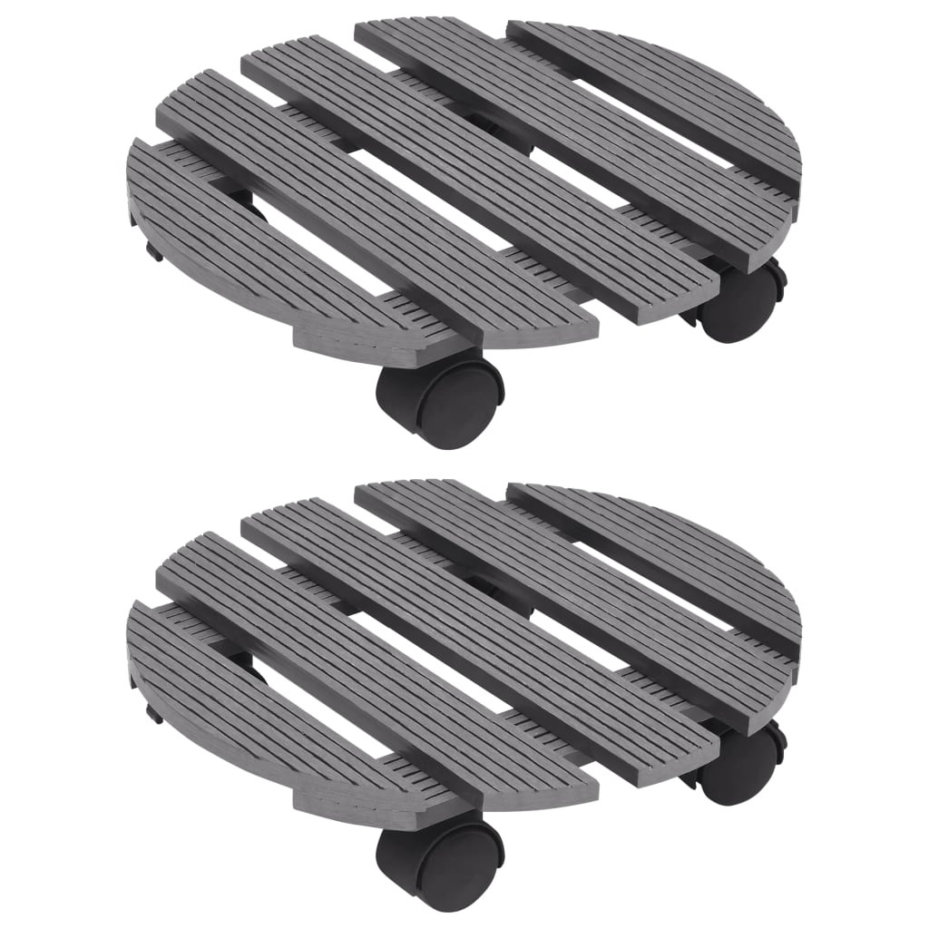 vidaXL Pflanzenroller 2 Stk. Grau Ø30x7,5 cm WPC
