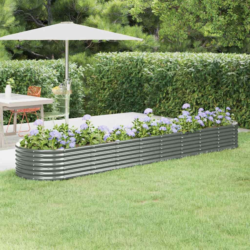 vidaXL Hochbeet Verzinkter Stahl 368x80x36 cm Grau