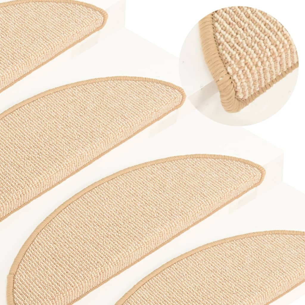 vidaXL Stufenmatten 15 Stk. 56x17x3 cm Creme Halbrund