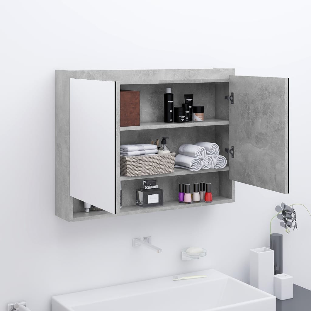vidaXL Spiegelschrank fürs Bad 80x15x60 cm MDF Betongrau