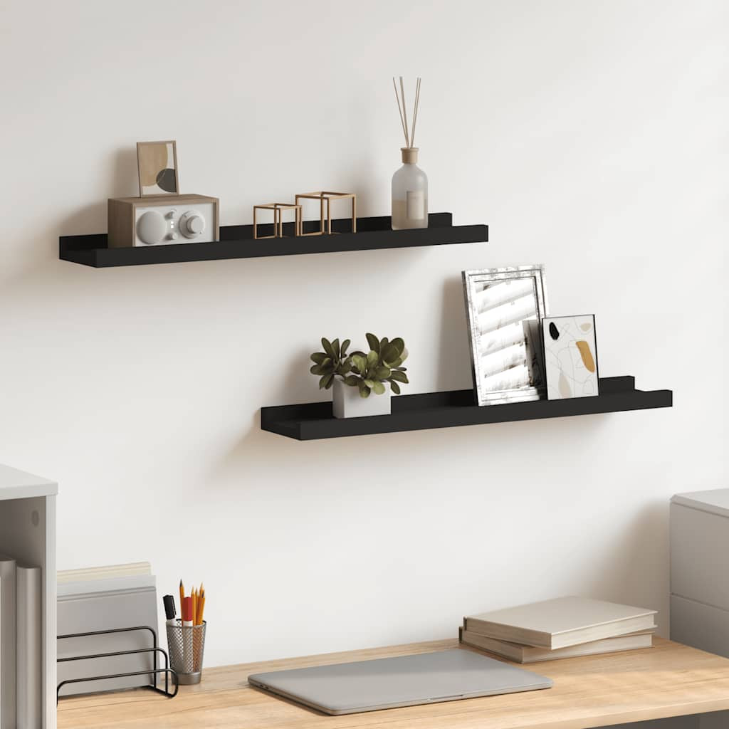 vidaXL Bilderleisten 2 Stk. Schwarz 60x9x3 cm MDF