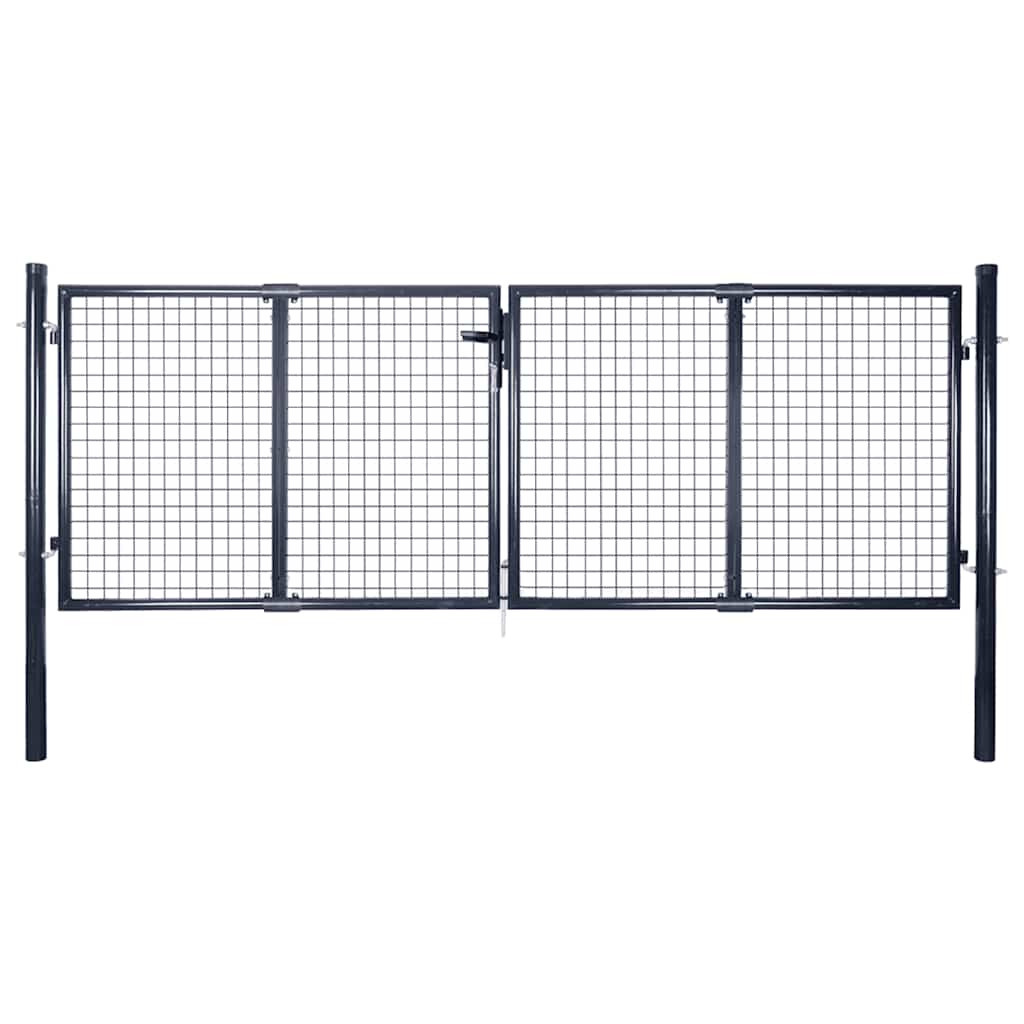 vidaXL Maschen-Gartentor verzinkter Stahl 300 x 75 cm Grau