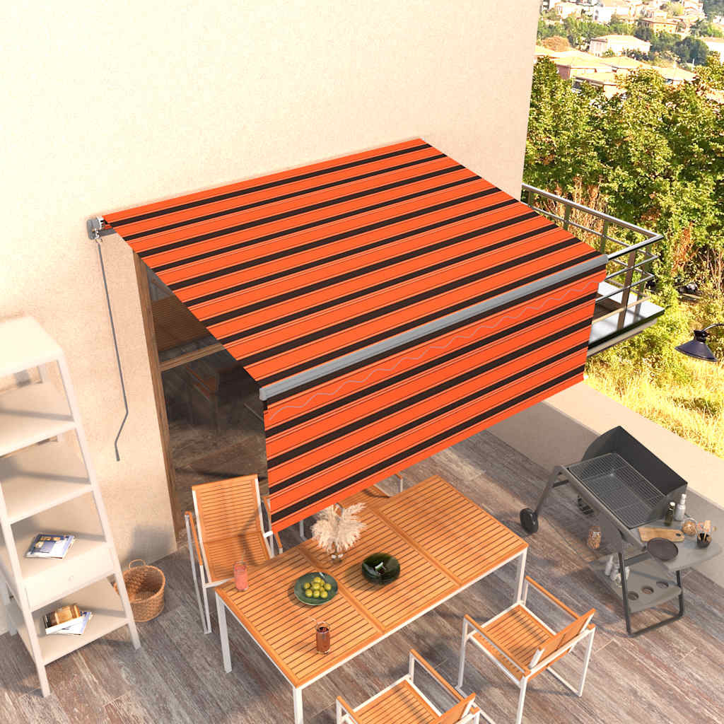 vidaXL Markise Manuell Einziehbar mit Rollo 3,5x2,5 m Orange & Braun