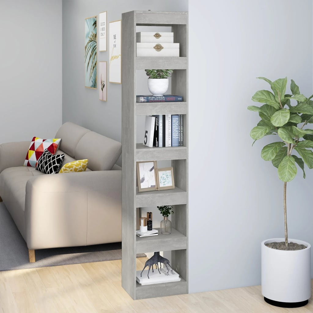 vidaXL Bücherregal/Raumteiler Betongrau 40x30x198 cm