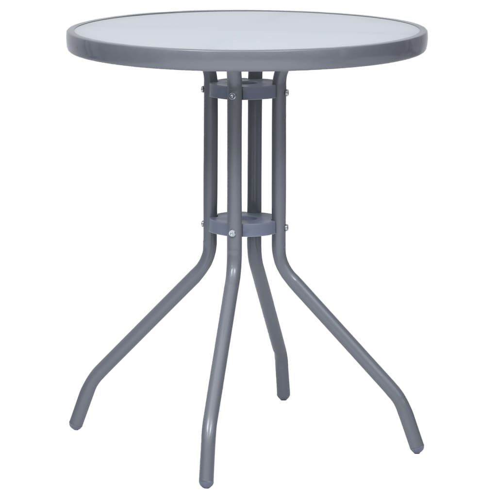 vidaXL Gartentisch Hellgrau 60 cm Stahl und Glas