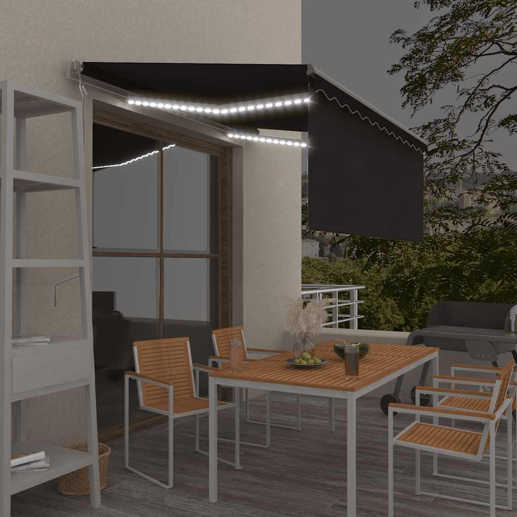 vidaXL Markise Automatisch mit Rollo LED Windsensor 3,5x2,5m Anthrazit