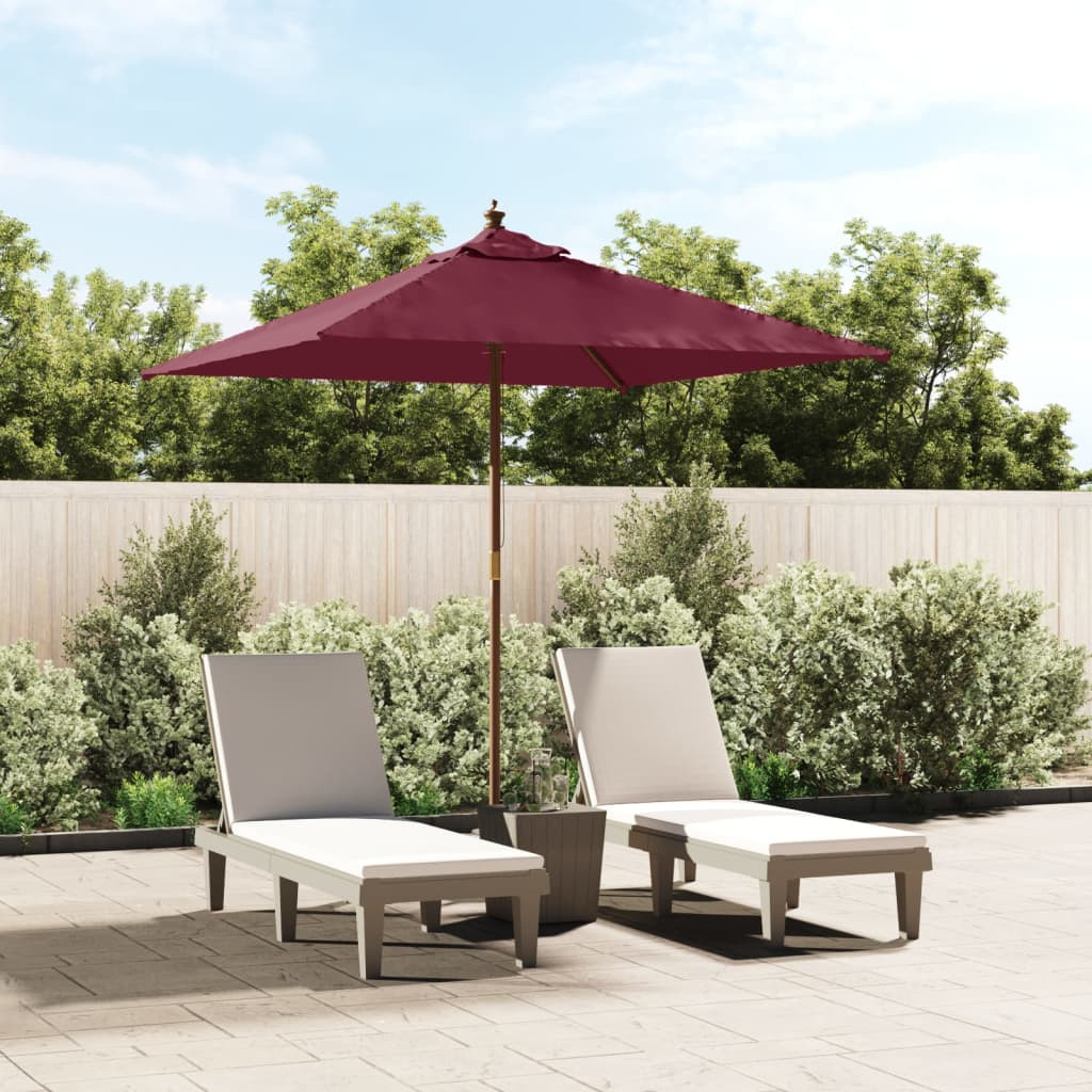 vidaXL Sonnenschirm mit Holzmast Bordeauxrot 198x198x231 cm
