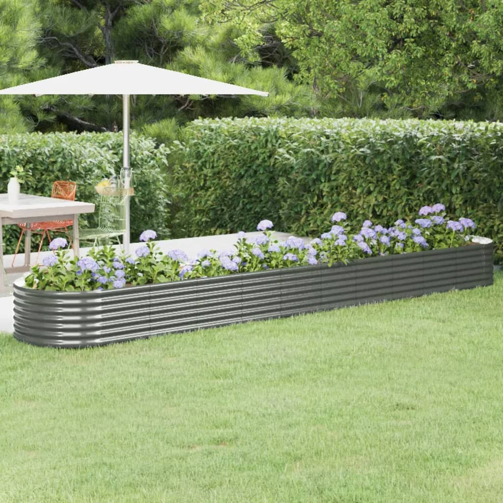 vidaXL Hochbeet Verzinkter Stahl 440x80x36 cm Grau