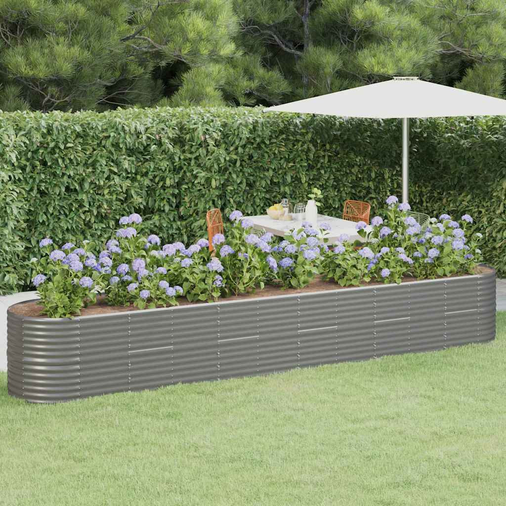 vidaXL Hochbeet Verzinkter Stahl 440x80x68 cm Grau