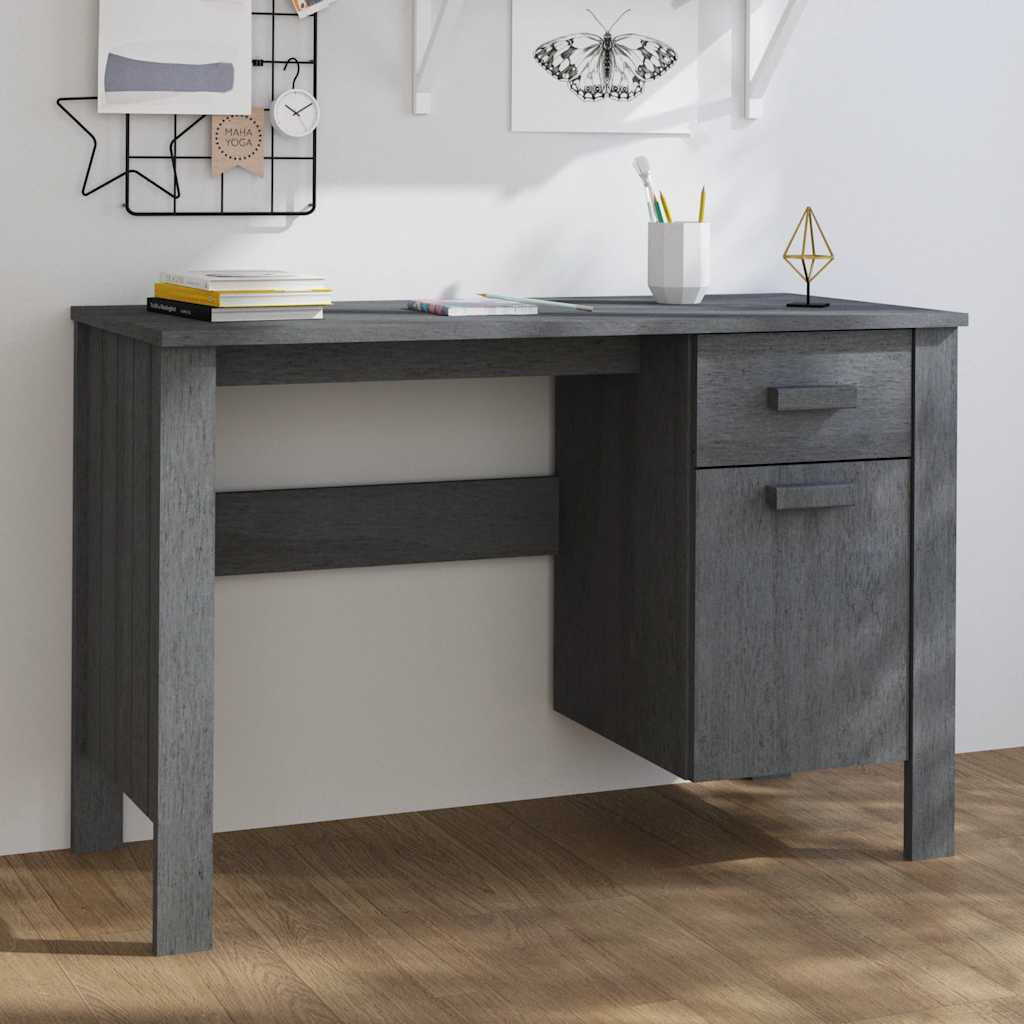 vidaXL Schreibtisch HAMAR Dunkelgrau 113x50x75 cm Massivholz Kiefer