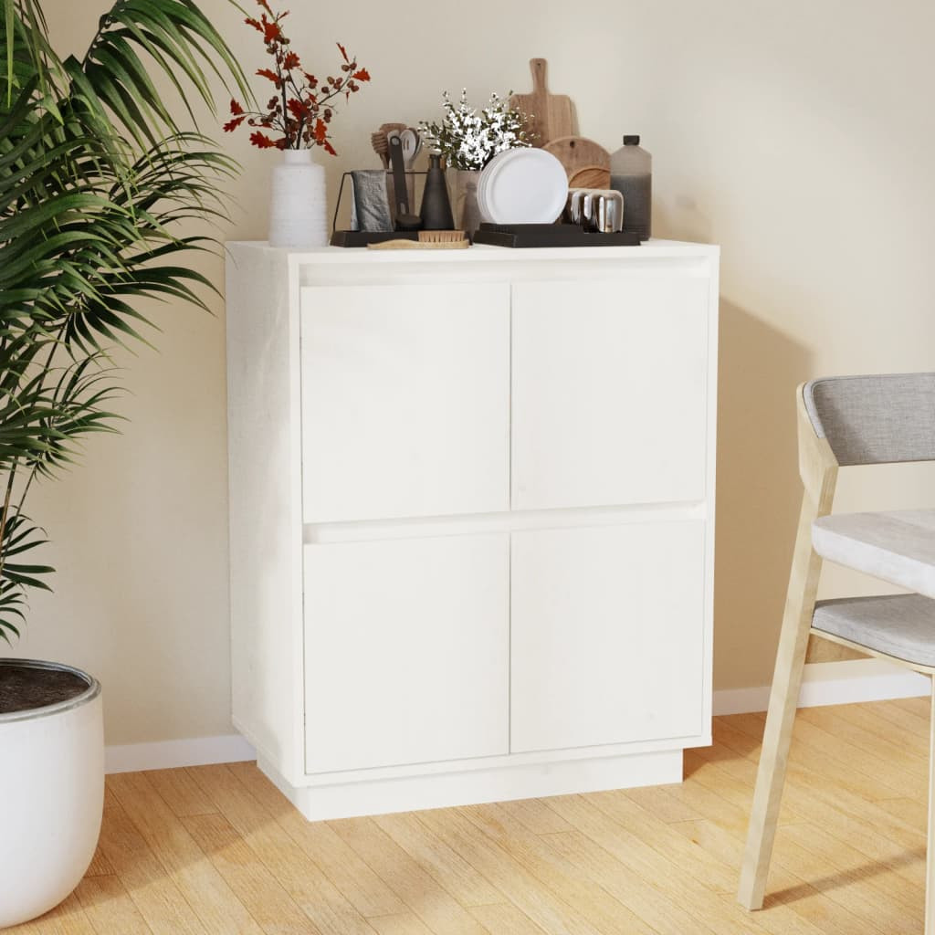 vidaXL Sideboard Weiß 60x34x75 cm Massivholz Kiefer