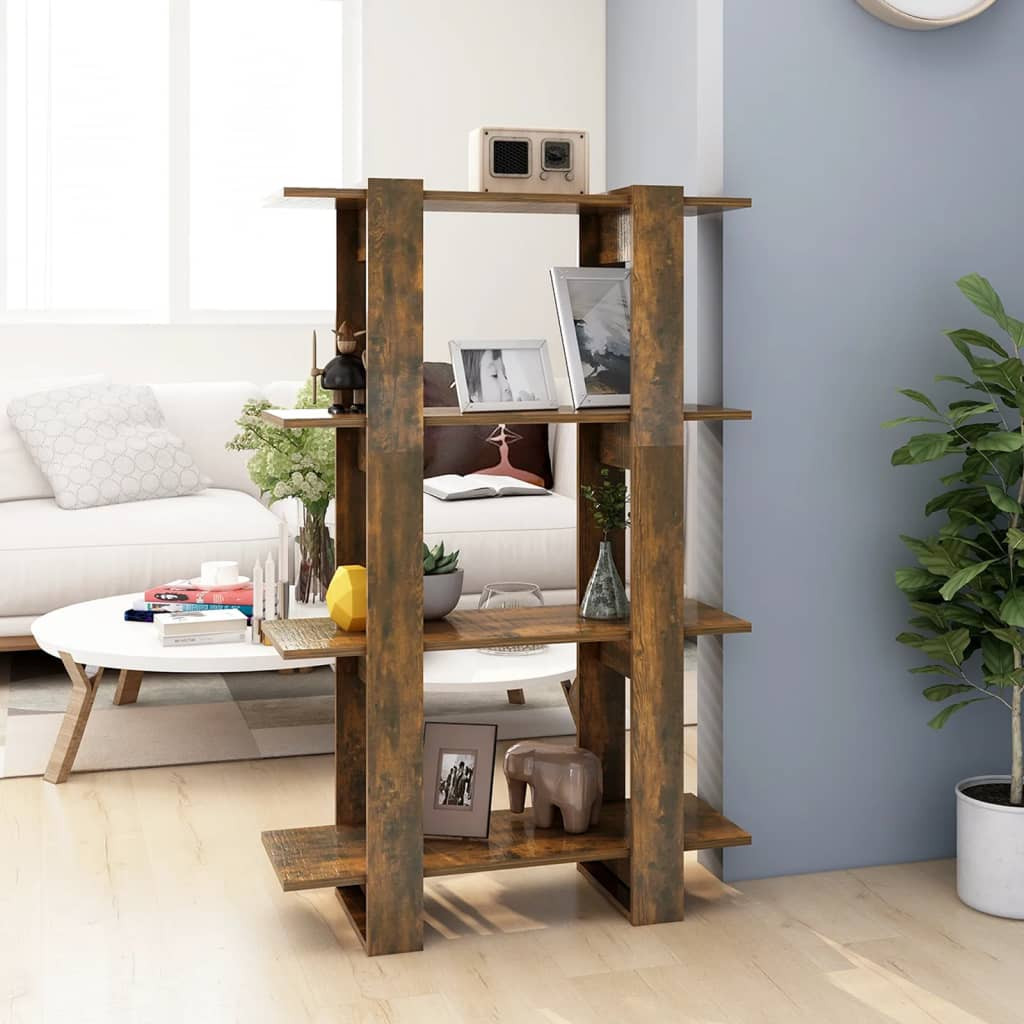 vidaXL Bücherregal/Raumteiler Räuchereiche 80x30x123,5 cm