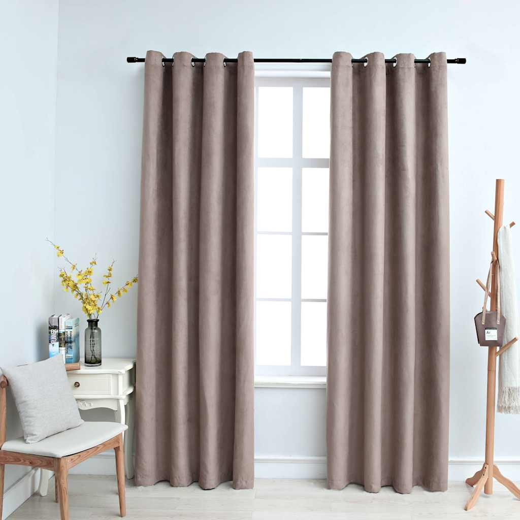 vidaXL Verdunkelungsvorhänge mit Metallösen 2 Stk. Taupe 140x175 cm