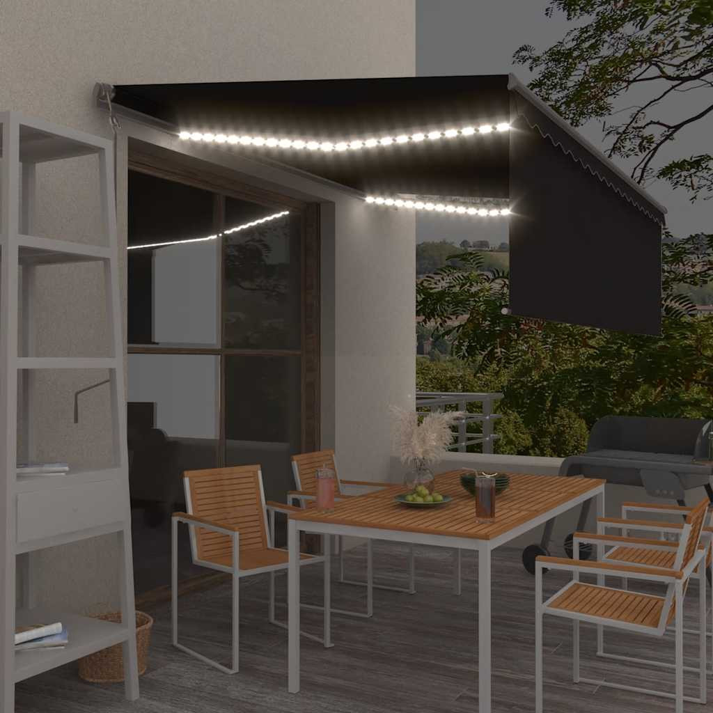 vidaXL Markise Automatisch mit Rollo LED Windsensor 4,5x3 m Anthrazit