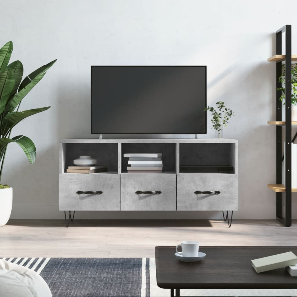 vidaXL TV-Schrank Betongrau 102x36x50 cm Holzwerkstoff