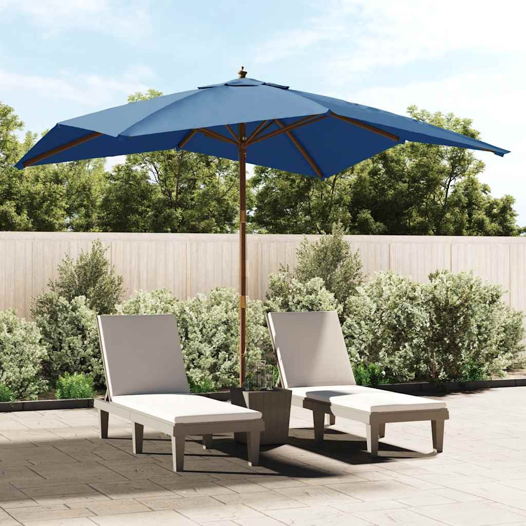 vidaXL Sonnenschirm mit Holzmast Azurblau 300x300x273 cm