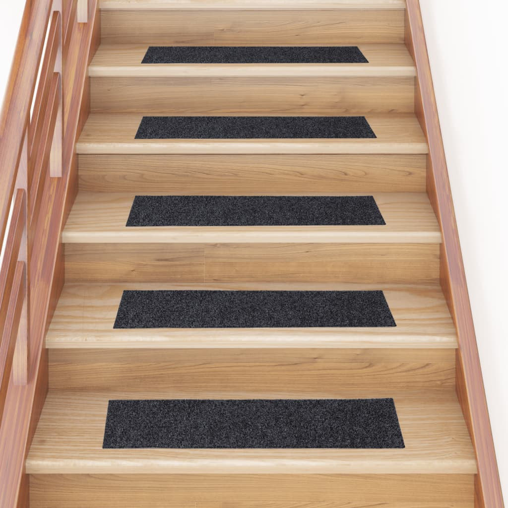 vidaXL Stufenmatten Selbstklebend 15 Stk. 76x20 cm Dunkelgrau Rechteckig
