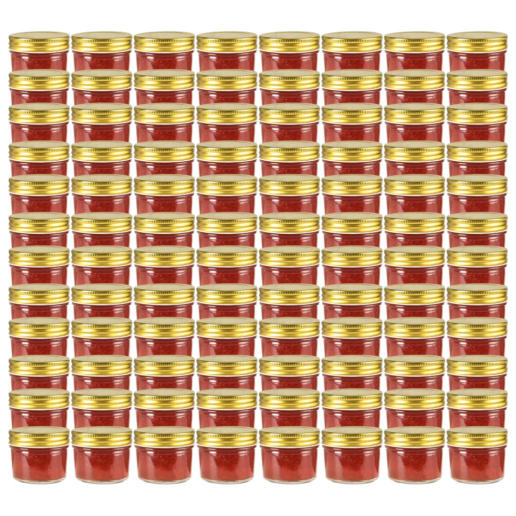 vidaXL Marmeladengläser mit goldenem Deckel 96 Stk. 110 ml