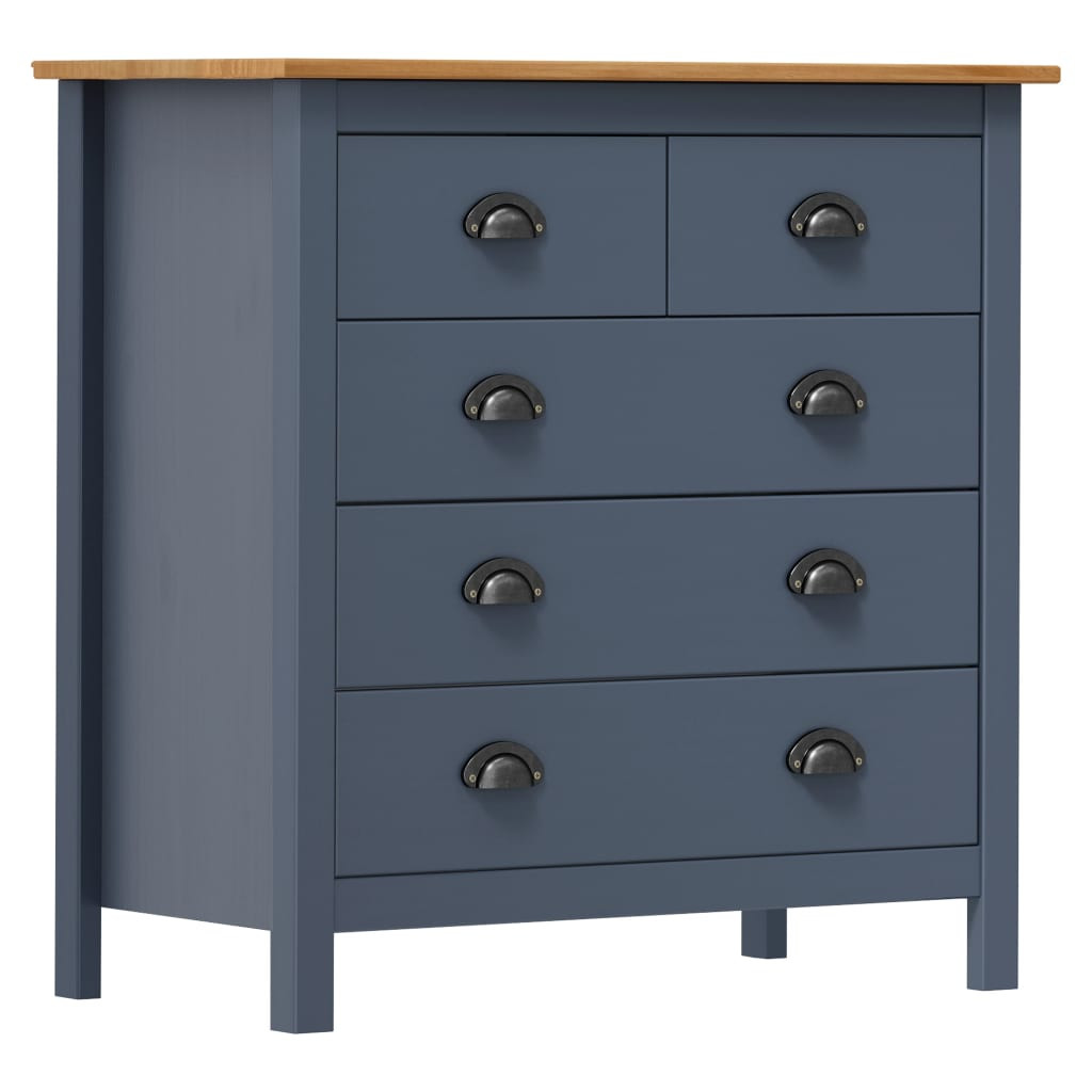 vidaXL Sideboard Hill Grau 79x40x80 cm Massivholz Kiefer