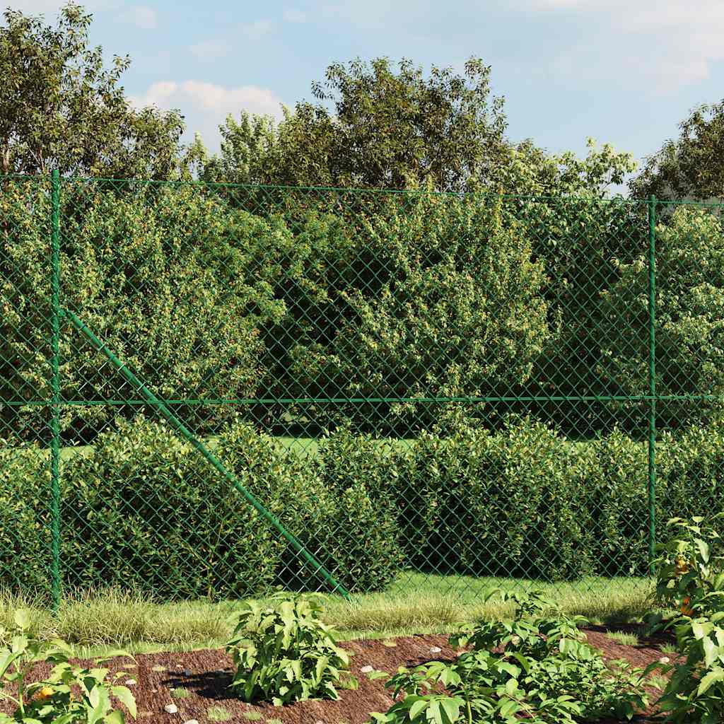 vidaXL Maschendrahtzaun mit Bodenhülsen Grün 2,2x25 m