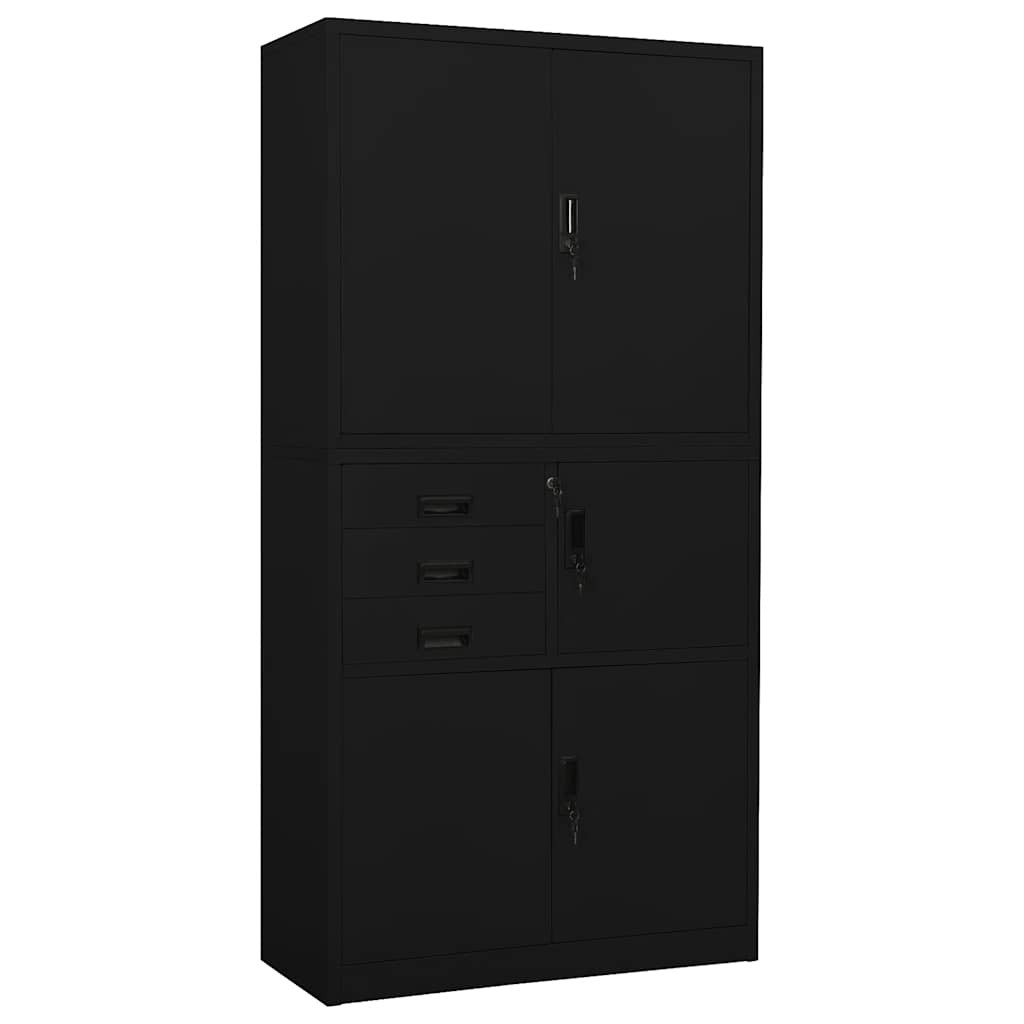 vidaXL Büroschrank Schwarz 90x40x180 cm Stahl