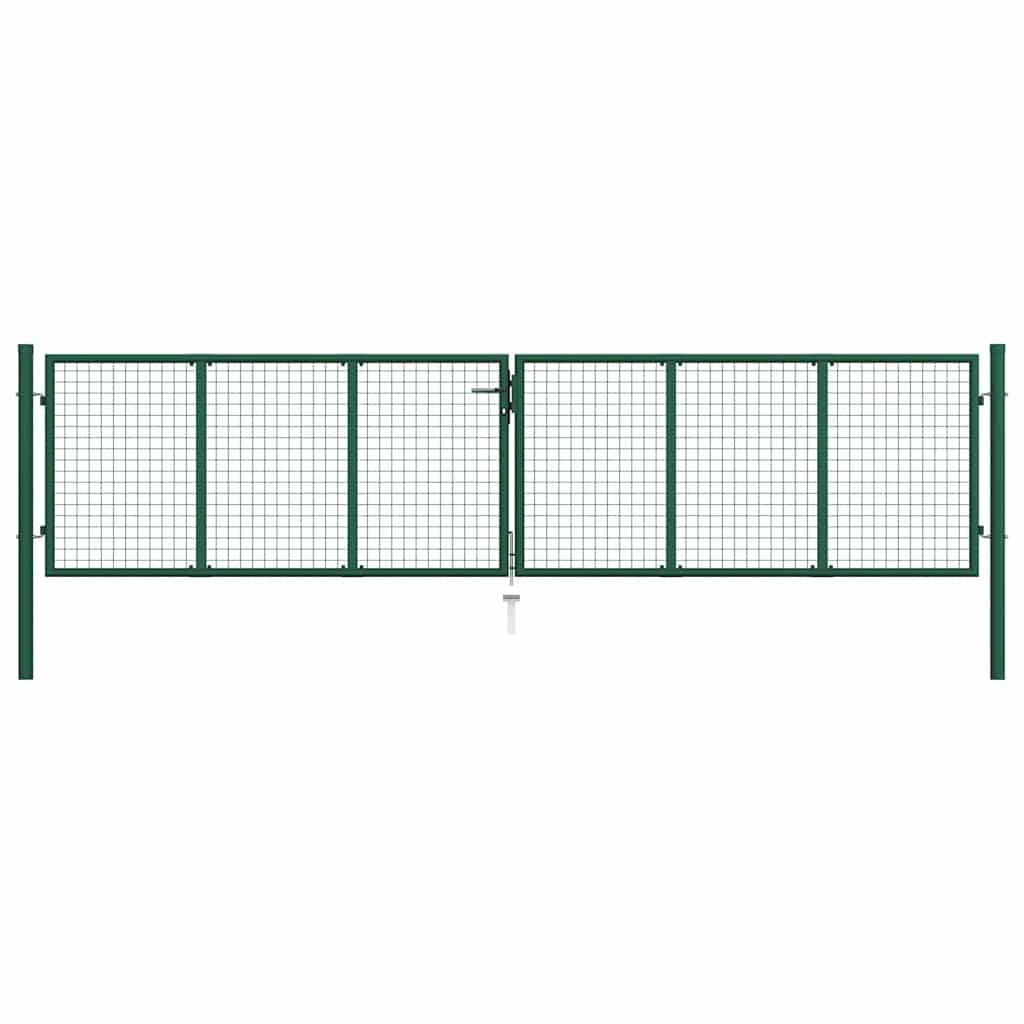 vidaXL Maschen-Gartentor aus Stahl 400x100 cm Grün