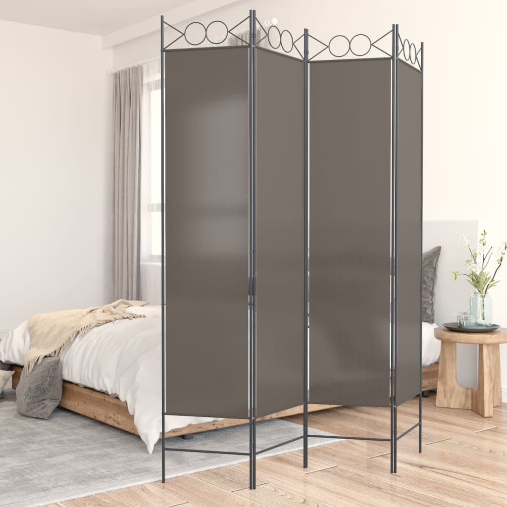 vidaXL 4-tlg. Paravent Anthrazit 160x200 cm Stoff