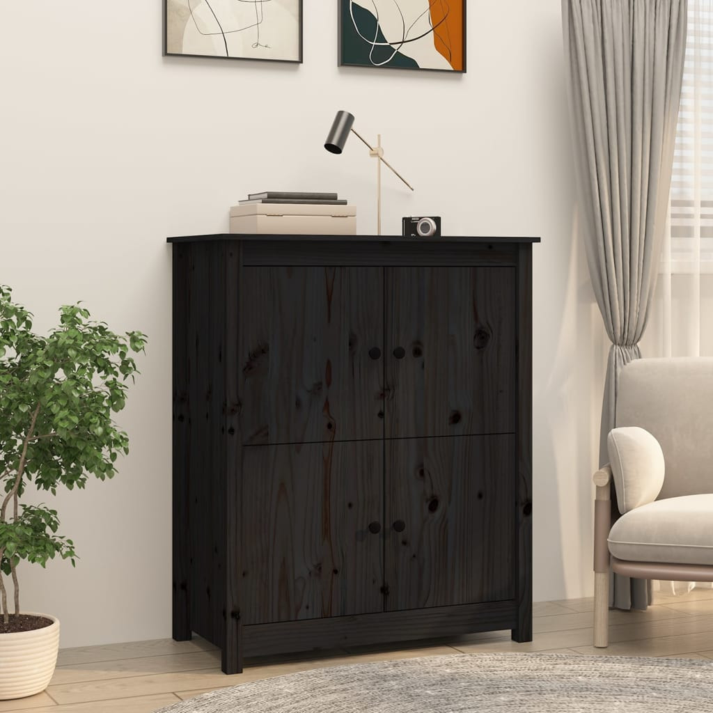 vidaXL Sideboard Schwarz 83x41,5x100 cm Massivholz Kiefer
