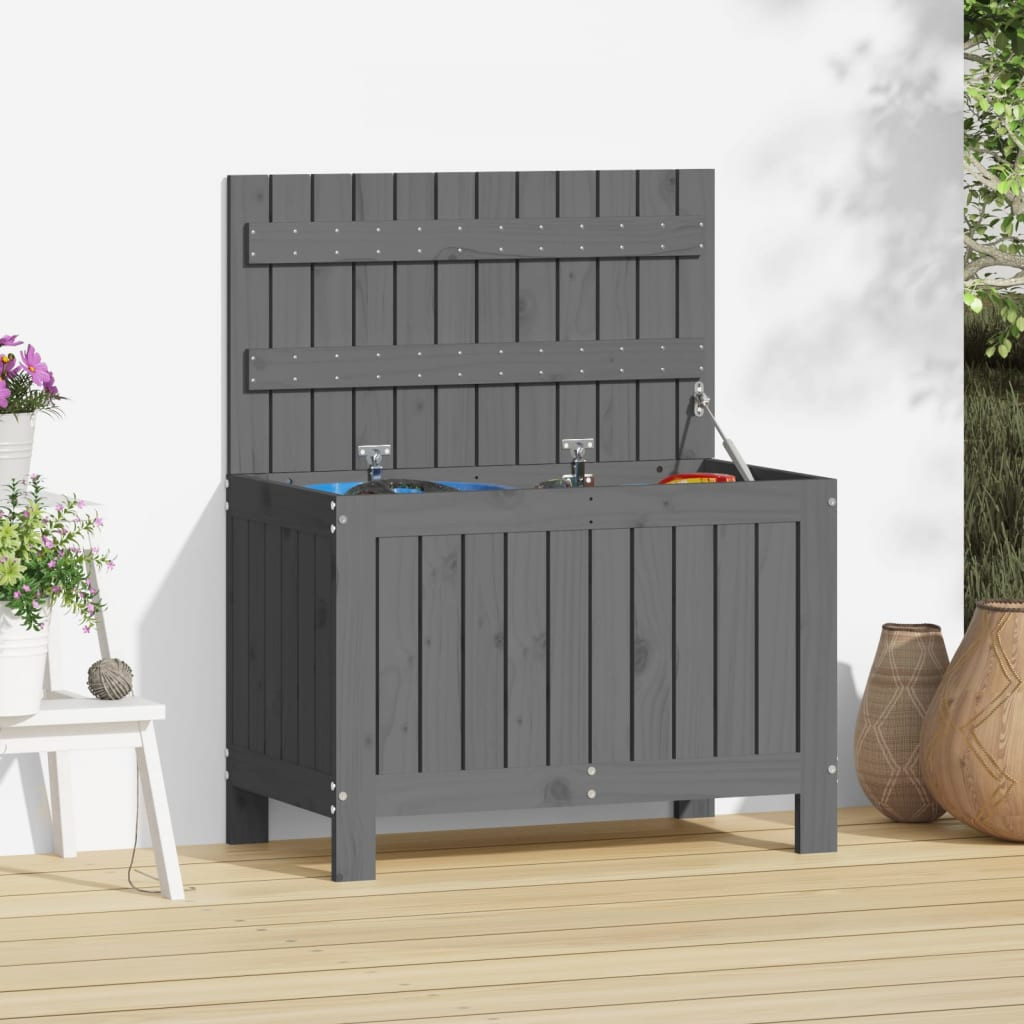 vidaXL Gartentruhe Grau 76x42,5x54 cm Massivholz Kiefer