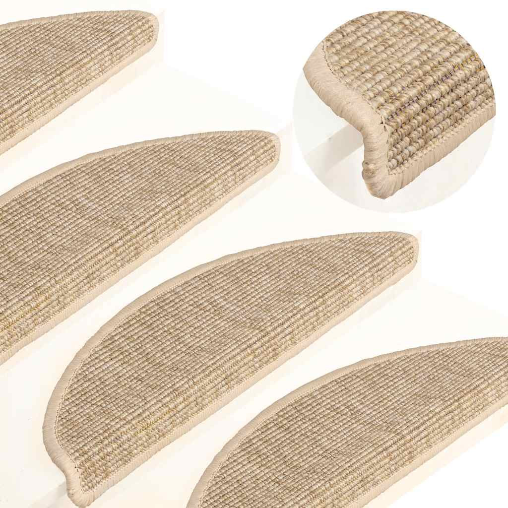 vidaXL Stufenmatten 15 Stk. 56x17x3 cm Hellbeige Halbrund