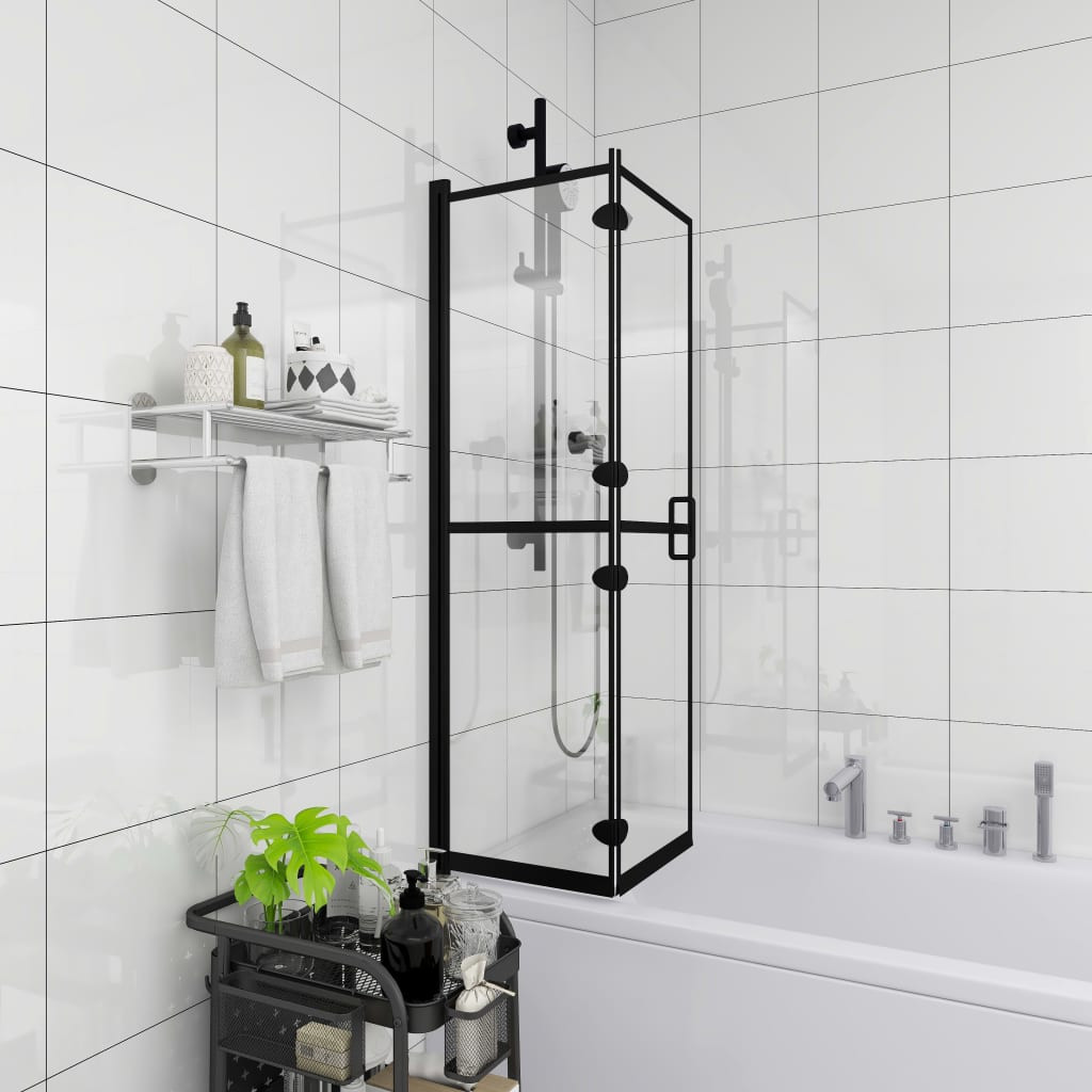 vidaXL Faltbare Duschkabine ESG Schwarz 100x140 cm