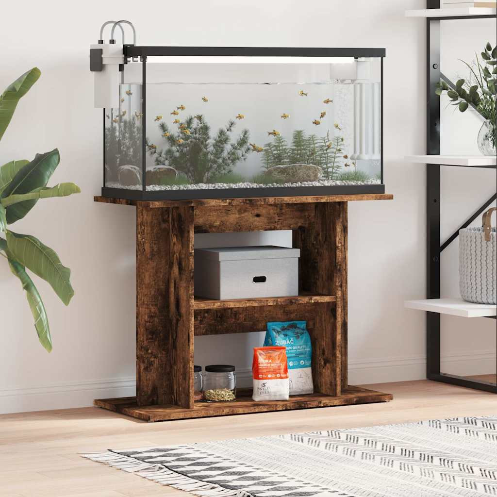 vidaXL Aquariumständer Geräucherte Eiche 80 x 35 x 60 cm Holzwerkstoff
