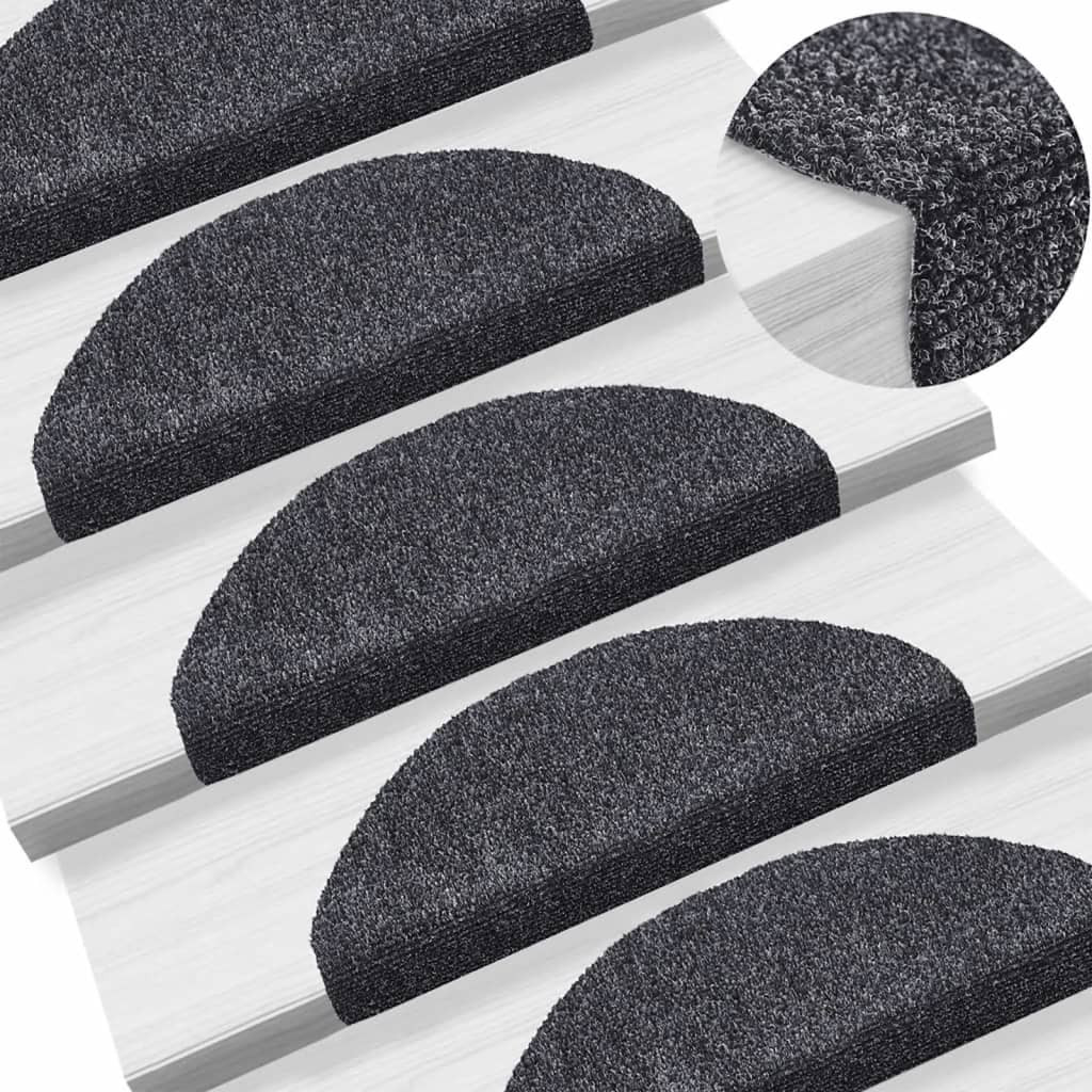vidaXL Stufenmatten Selbstklebend 10 Stk. 65x21x4 cm Dunkelgrau Halbrund Groß