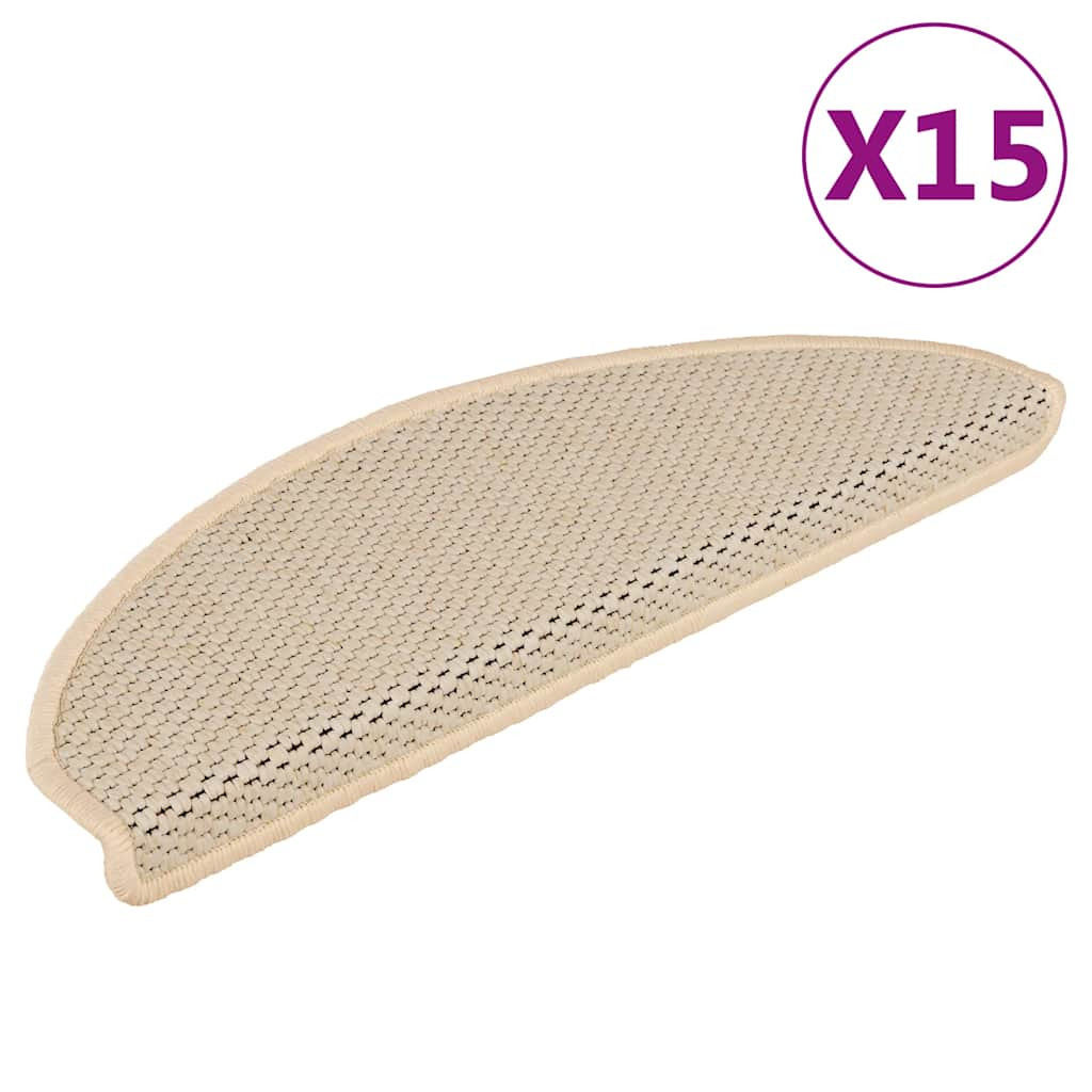 vidaXL Treppenmatten Selbstklebend Sisal-Look 15 Stk. 65x21x4 Berber