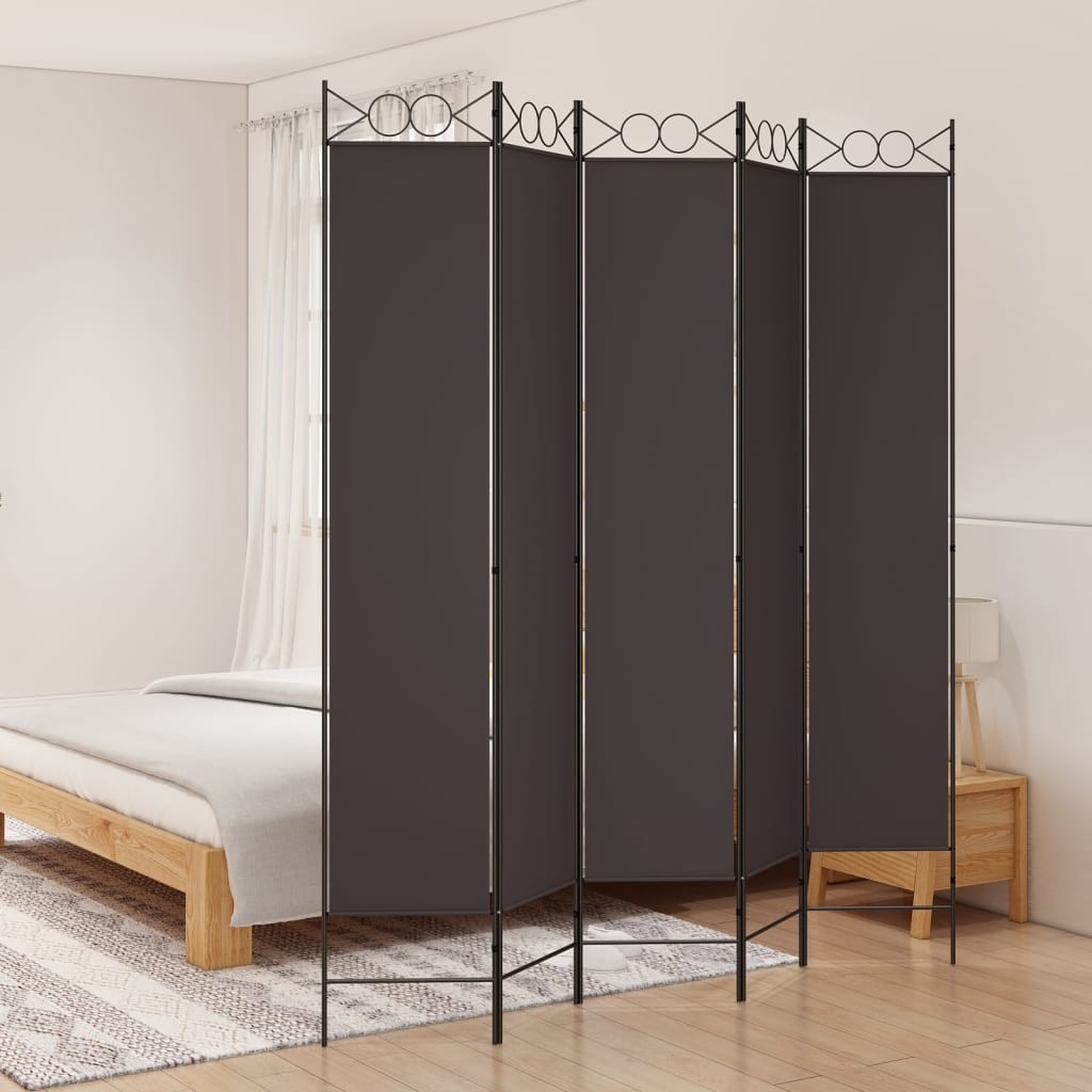 vidaXL 5-tlg. Paravent Braun 200x220 cm Stoff