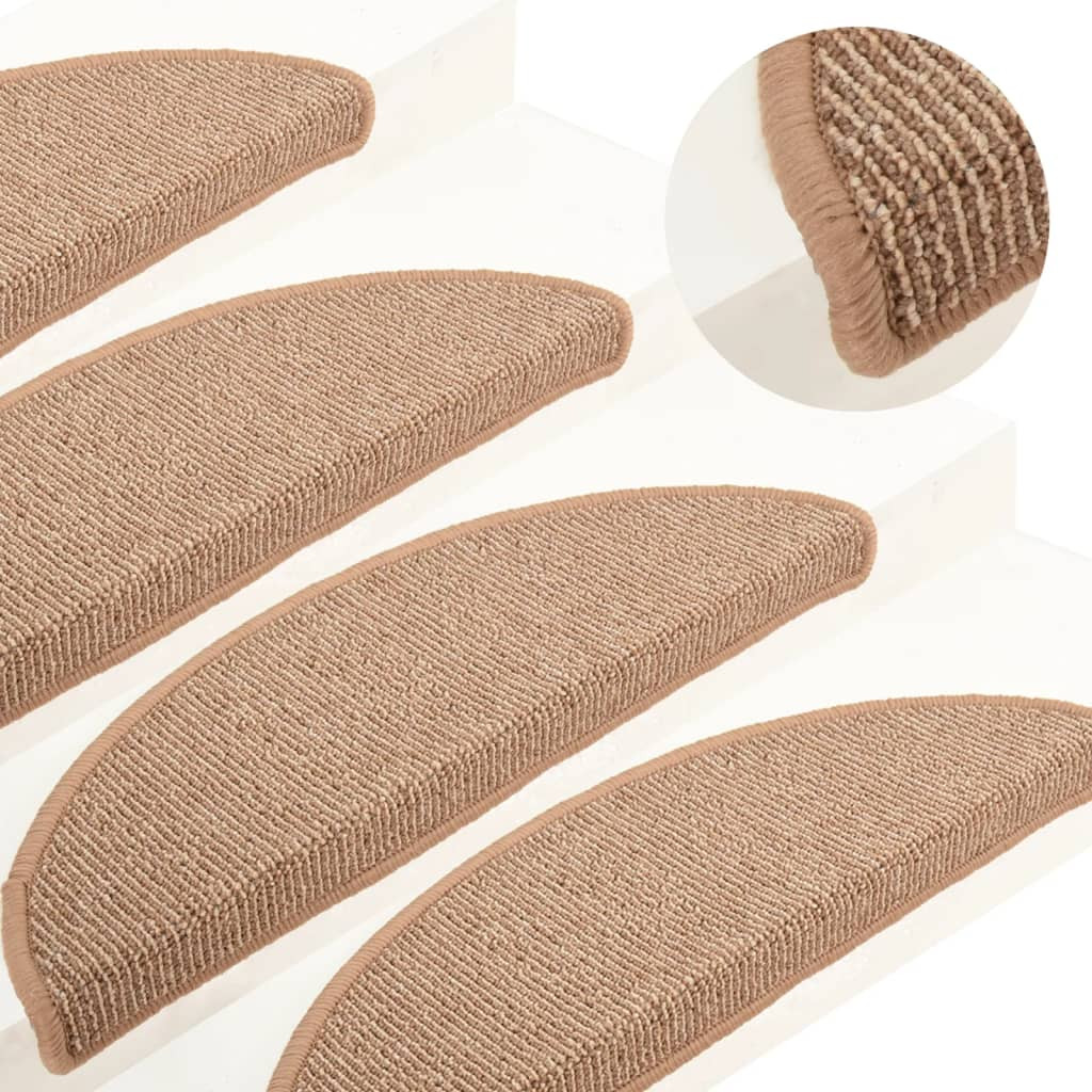 vidaXL Stufenmatten 15 Stk. 56x17x3 cm Hellbraun Halbrund