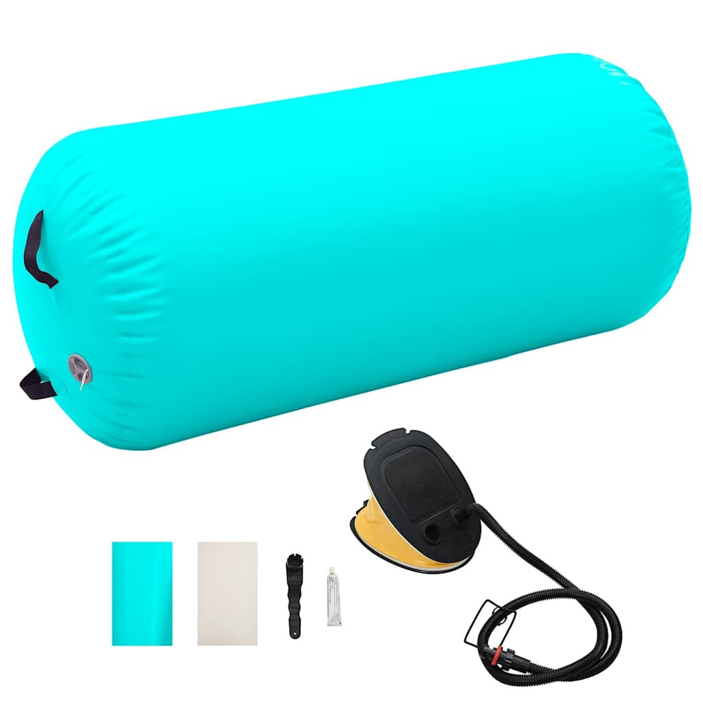 vidaXL Aufblasbare Gymnastik-Rolle mit Pumpe 120x75 cm PVC Grün