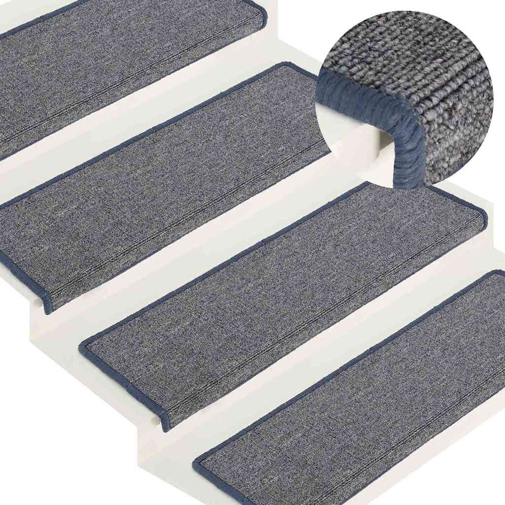 vidaXL Stufenmatten 15 Stk. 65 x 21 x 4 cm Hellgrau und Blau Rechteckiger Rand