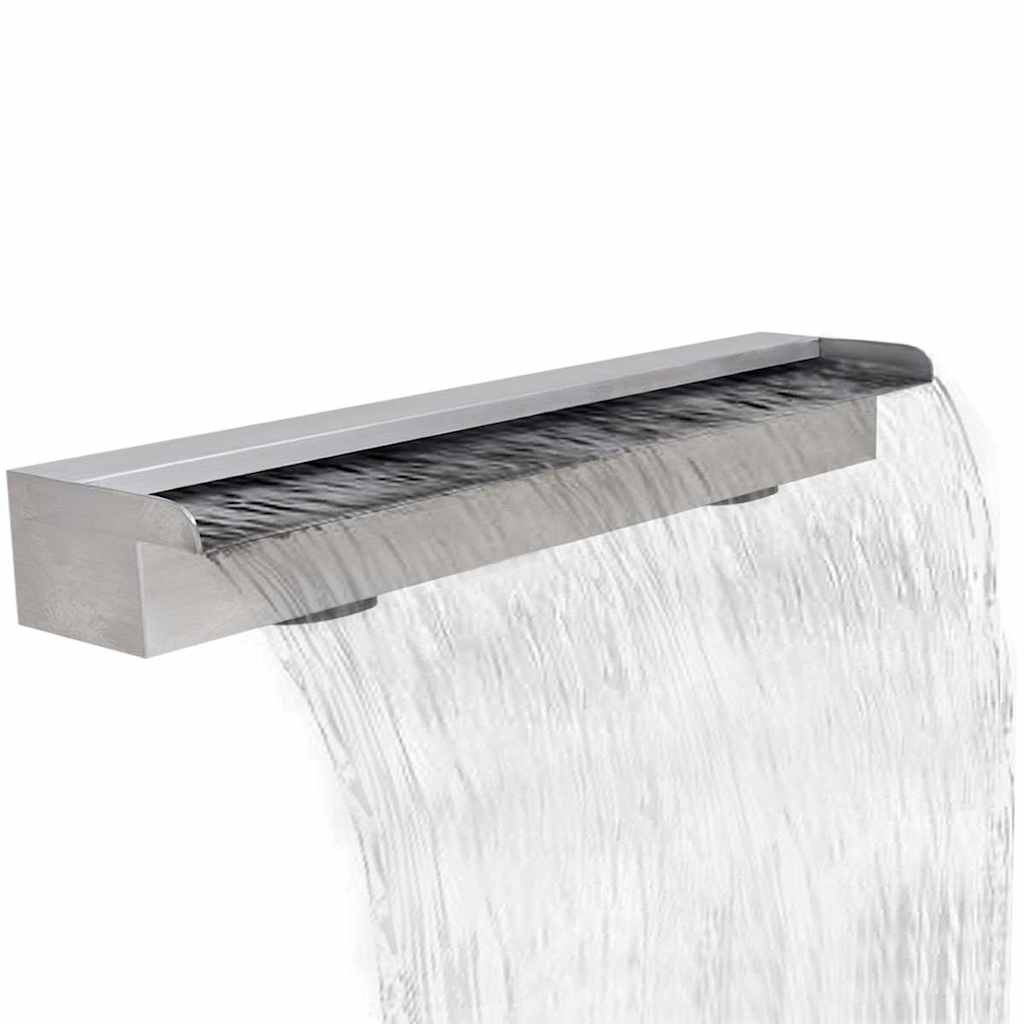 vidaXL Pool-Wasserfall Fontäne Rechteckig Edelstahl 90 cm