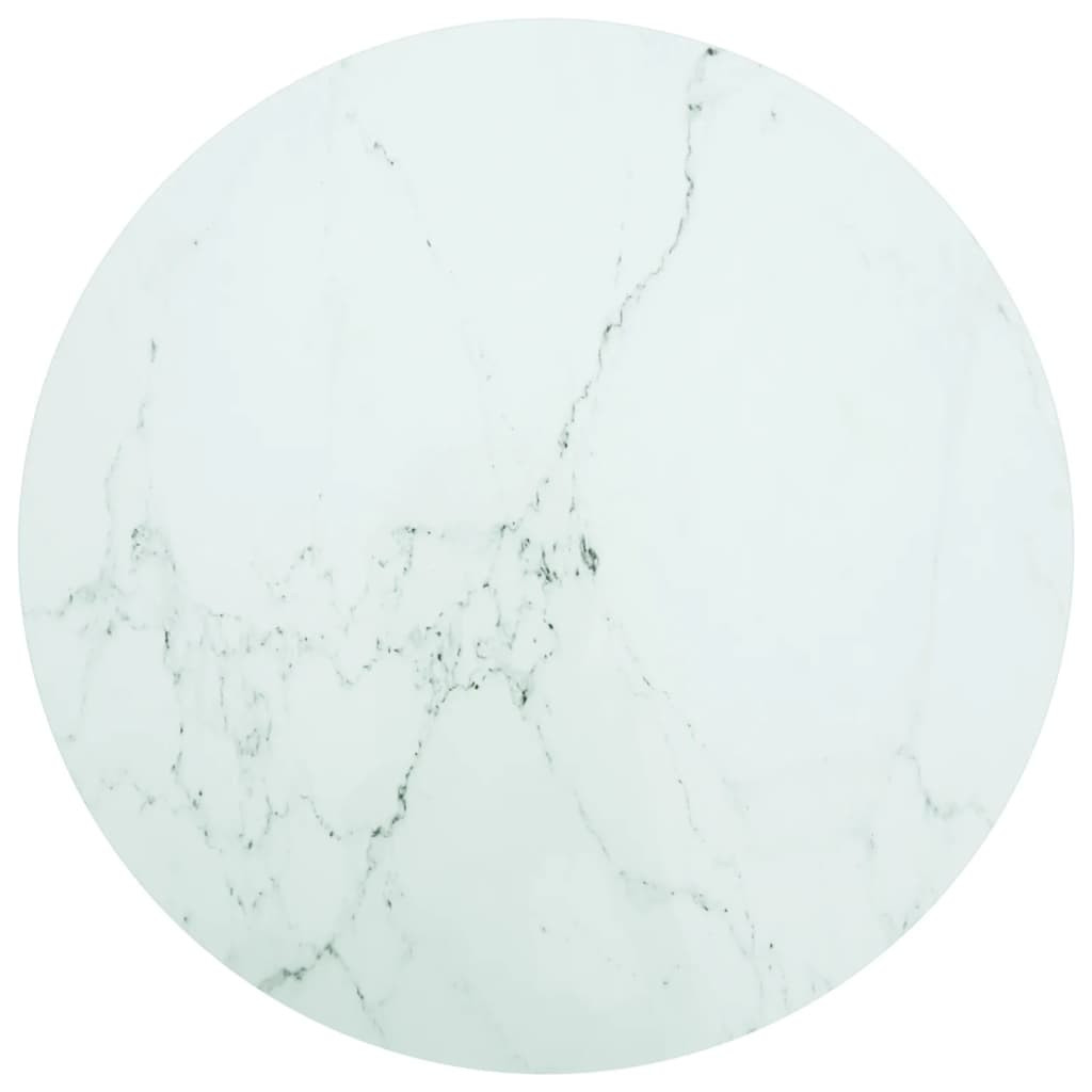 vidaXL Tischplatte Weiß Ø90x1 cm Hartglas in Marmoroptik