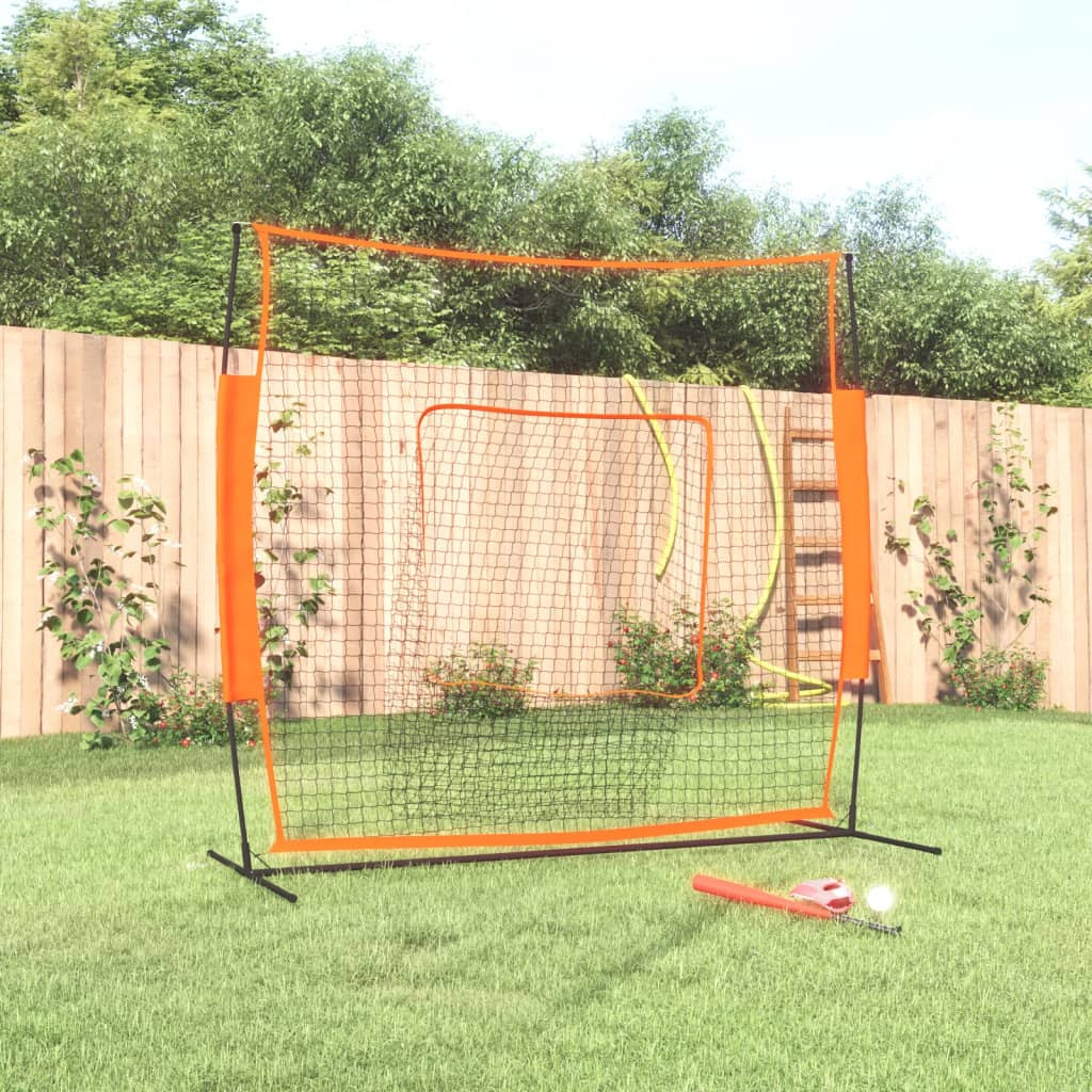 vidaXL Baseball-Netz Tragbar Orange Schwarz 219x107x212cm Stahl Polyester