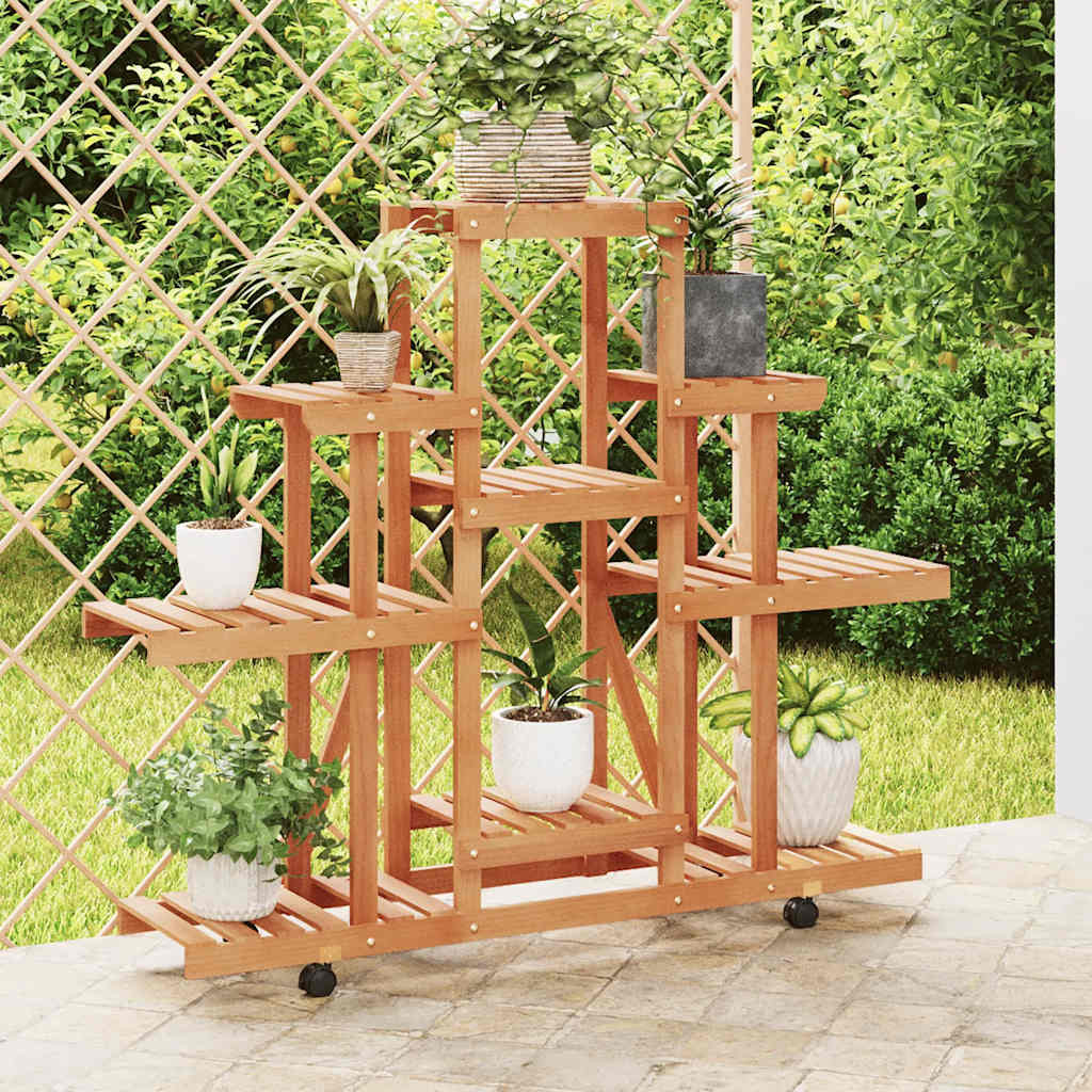 vidaXL Blumenständer mit Rollen 110x25x101 cm Massivholz Tanne