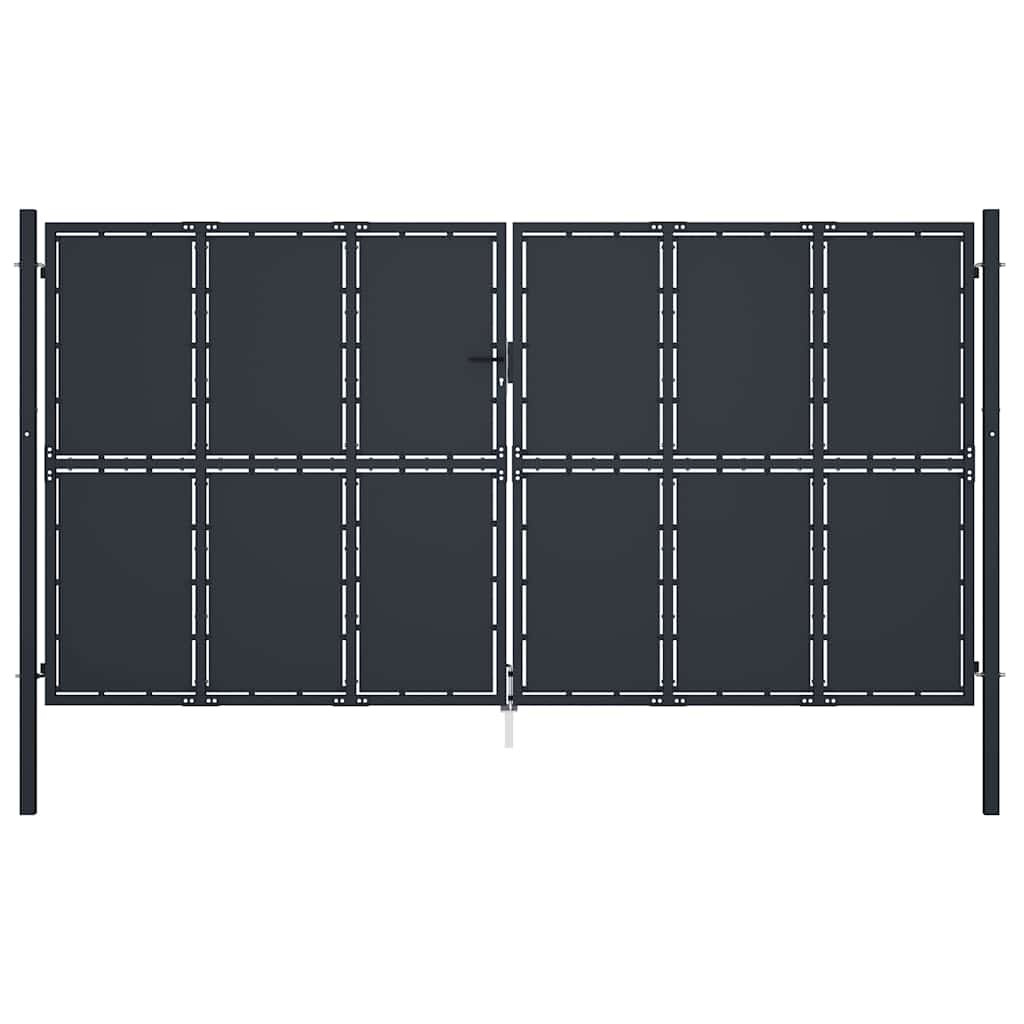 vidaXL Gartentor aus Stahl 400 x 175 cm Anthrazit