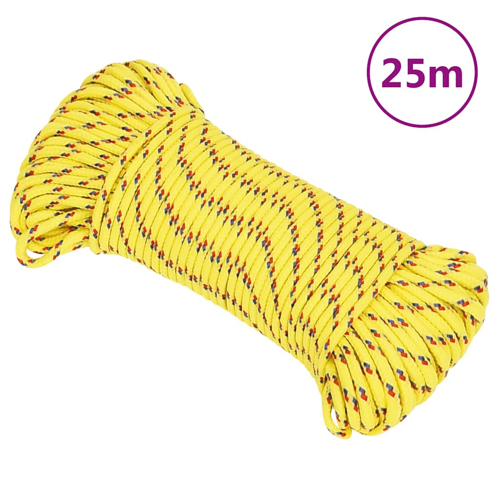 vidaXL Bootsseil Gelb 4 mm 25 m Polypropylen