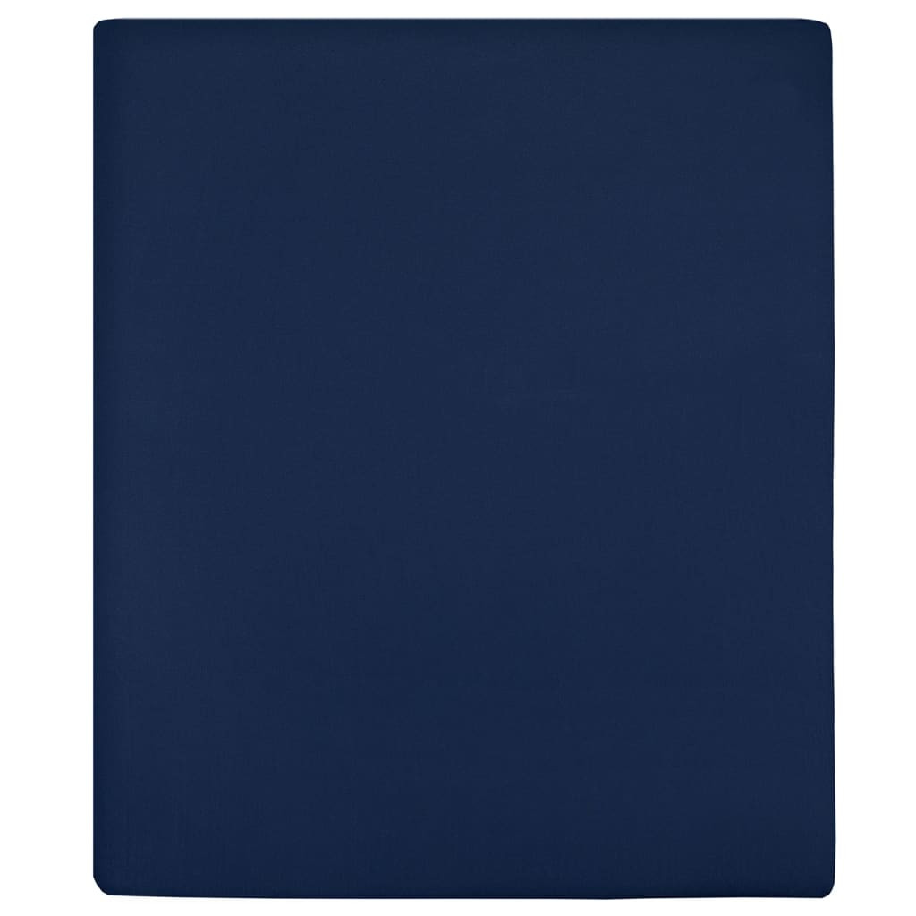 vidaXL Spannbettlaken Jersey Marineblau 90x200 cm Baumwolle