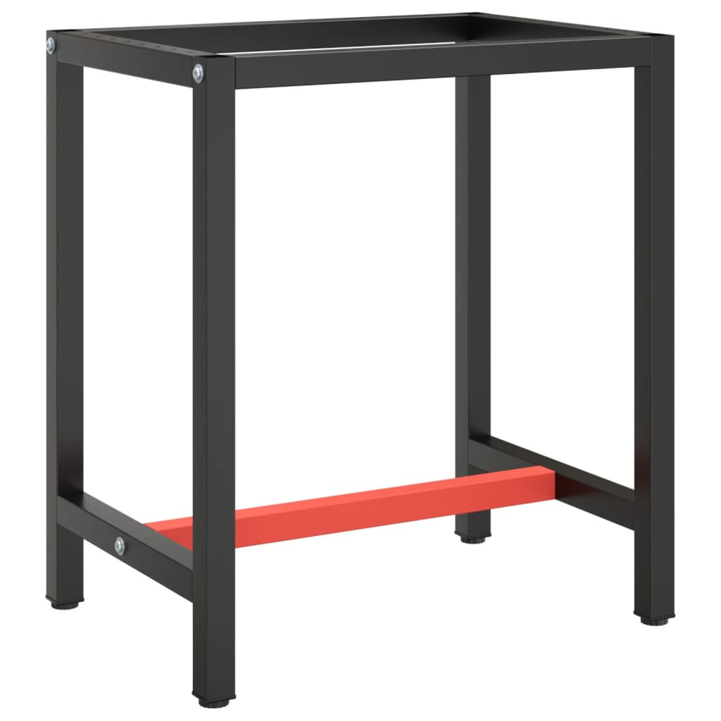 vidaXL Werkbankgestell Mattschwarz und Mattrot 70x50x79 cm Metall