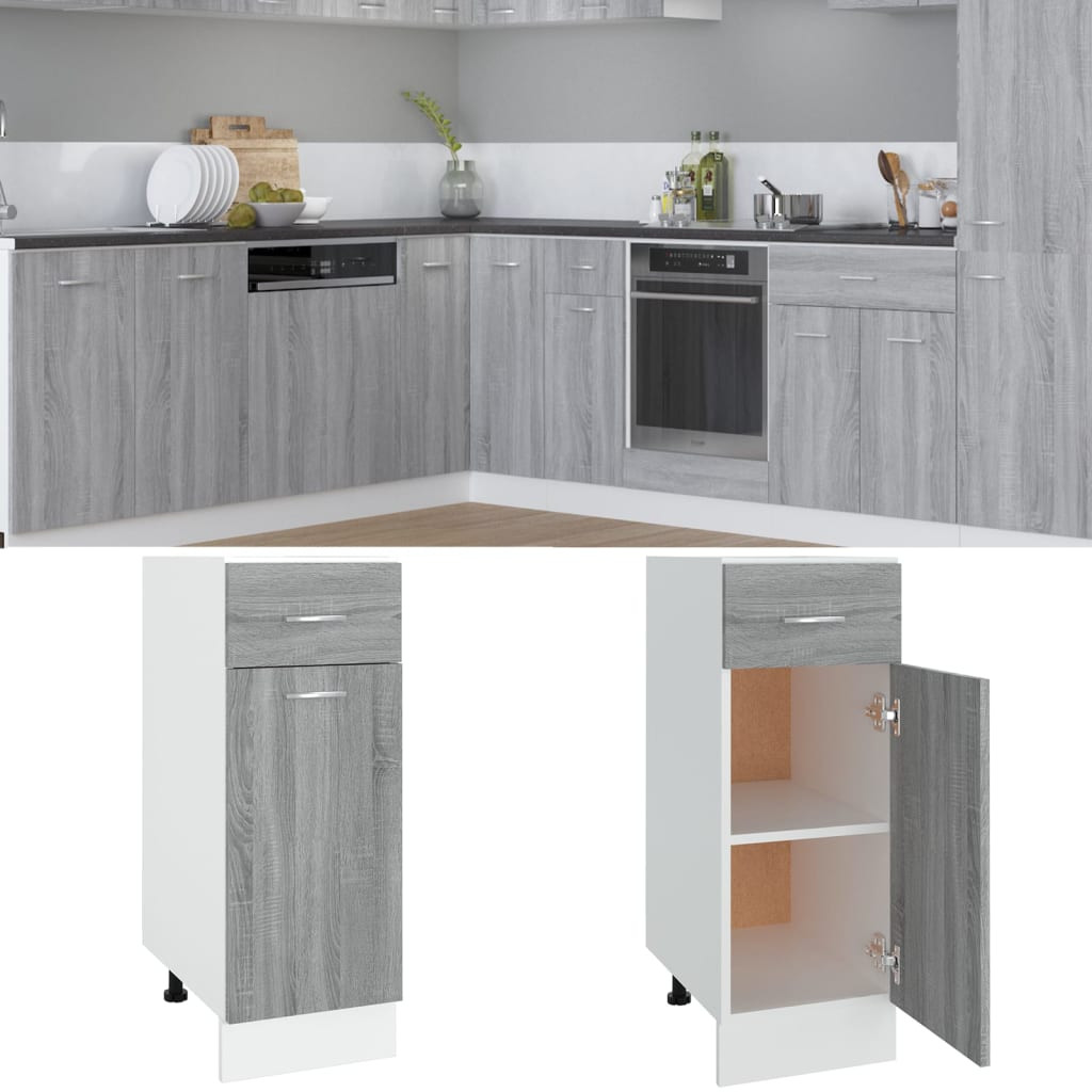 vidaXL Unterschrank mit Schublade Lyon Grau Sonoma 30x46x81,5 cm