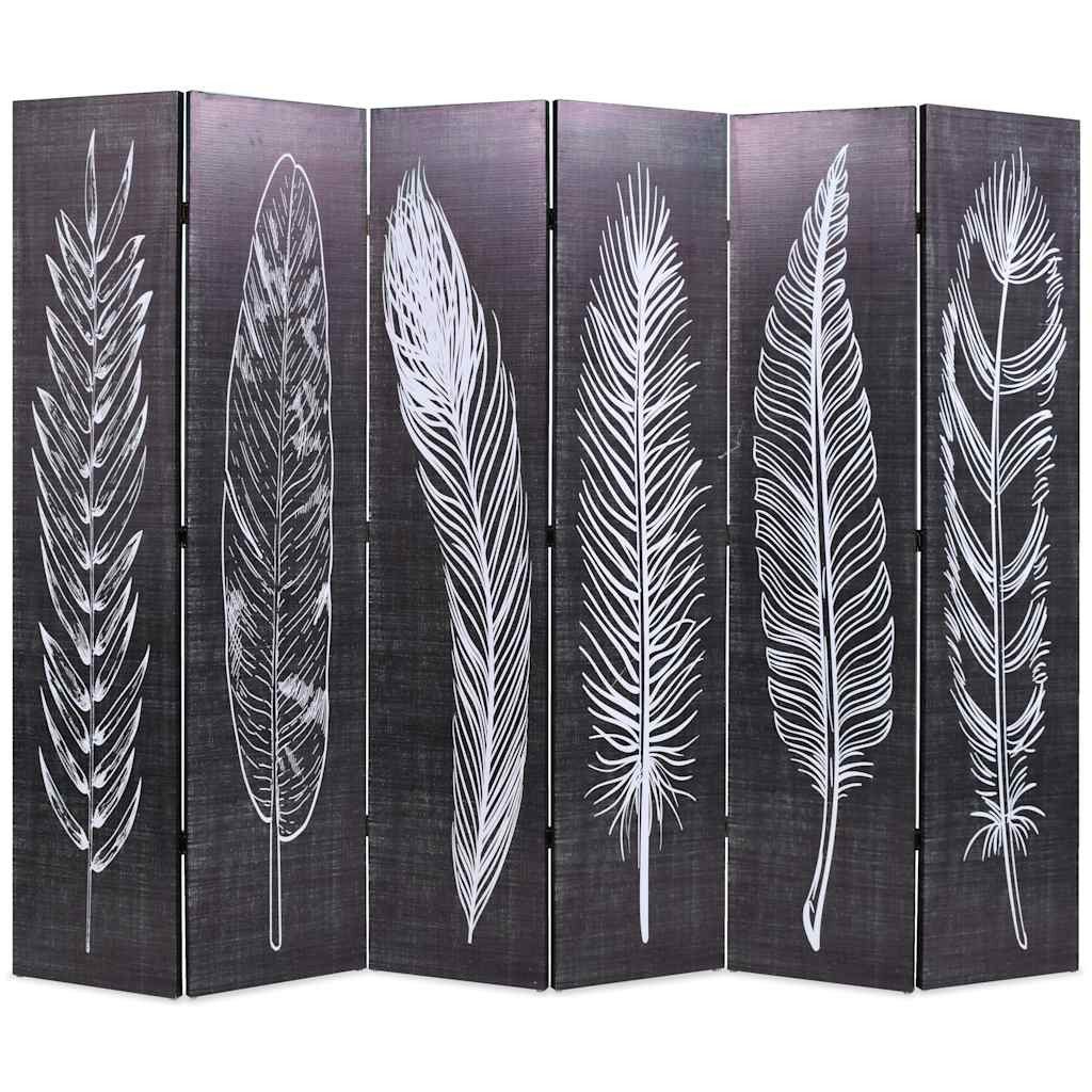 vidaXL Raumteiler klappbar 228 x 170 cm Federn Schwarz-Weiß