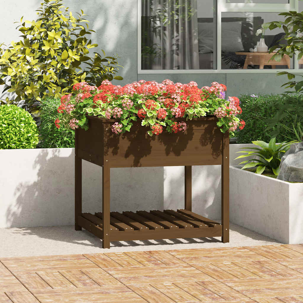 vidaXL Pflanzkübel mit Ablage Honigbraun 82,5x82,5x81 cm Kiefernholz