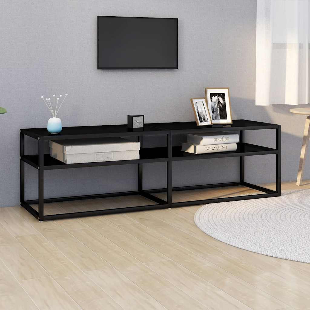 vidaXL TV-Schrank Schwarz 140x40x40,5 cm Hartglas